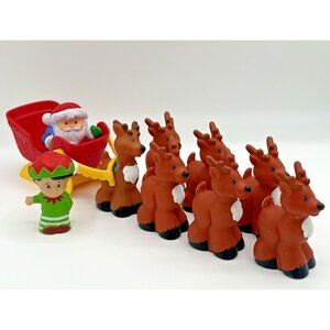 Fisher Price Little People On-The-Go Christmas Santa Claus Elf Reindeer
